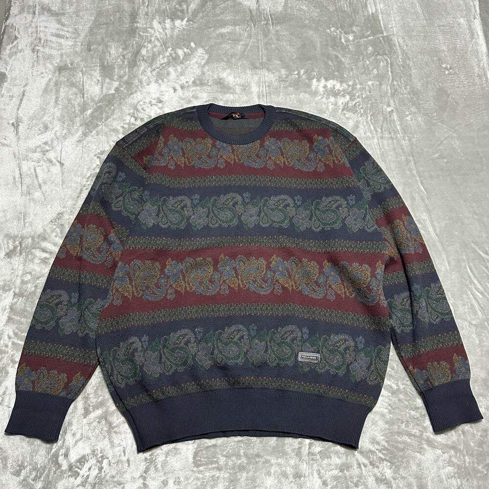 Vintage Paul & Shark Crewneck Sweater Mens Size‎ L Blue Old Money Wool Italy